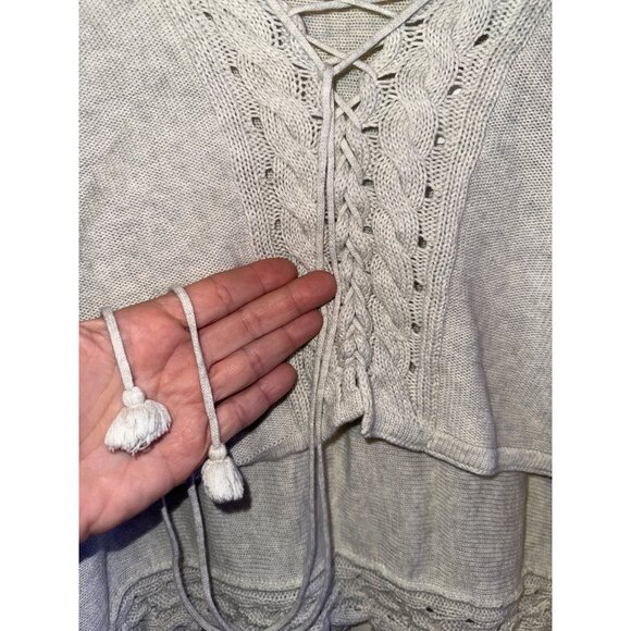 Lilly Pulitzer 100% Cotton Gray Sweater Shawl Poncho One Size - Picture 5 of 13